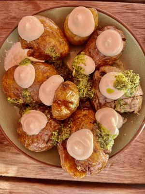 Smashed potatoes  at Mallow - Canary Wharf in East London