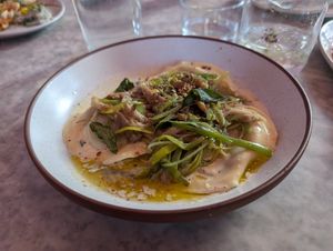 Mushroom ravioli at Mallow - Canary Wharf in East London