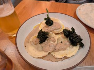 Wild mushroom ravioli at Mallow - Canary Wharf in East London