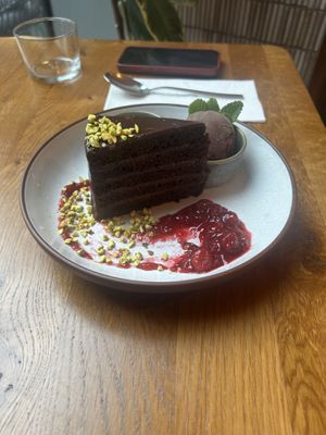 Chocolate cake  at Mallow - Canary Wharf in East London