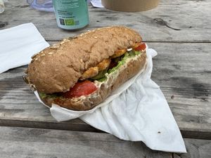 Dijon blt sandwich with tempeh at soPlanty Corner in Bohinjsko Jezero