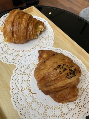 Cheese and ham, sausage croissant   at TheDorkyFrench Vegan Bakery in Glasgow