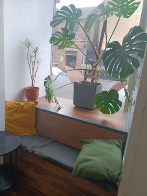 Seating area at TheDorkyFrench Vegan Bakery in Glasgow