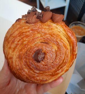 Supreme roll stuffed full of chocolate at TheDorkyFrench Vegan Bakery in Glasgow