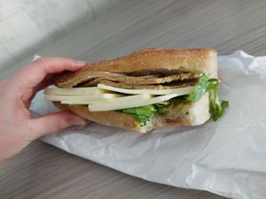 Very well furnished & tasty french baguette sandwich at TheDorkyFrench Vegan Bakery in Glasgow