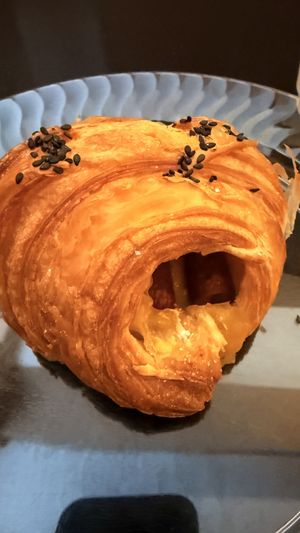 The croissants are so unbelievably flaky!  at TheDorkyFrench Vegan Bakery in Glasgow