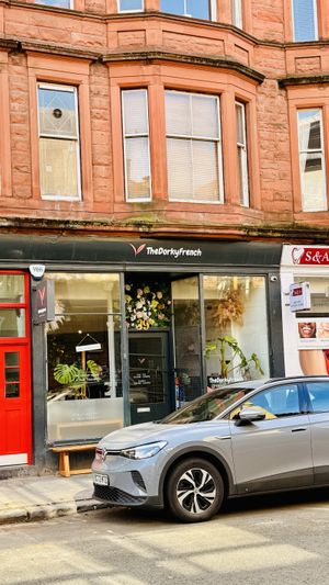 Adorable little storefront  at TheDorkyFrench Vegan Bakery in Glasgow