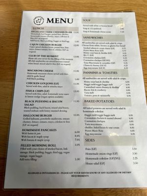 Menu   at Highland Farm Cafe in Dingwall