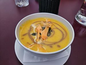 Carrot soup at veganaf in Banska Bystrica