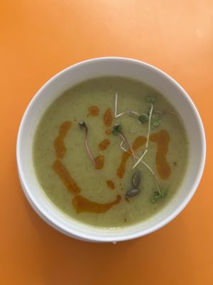 Leek soup (daily menu)  at veganaf in Banska Bystrica