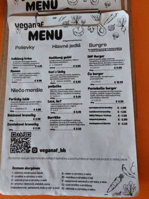 Menu 11/2024 at veganaf in Banska Bystrica