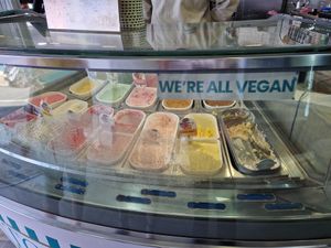Find the vegan options in their own display case on the right hand side tucked just inside the shop next to the till corner at Toppings in Apse Heath