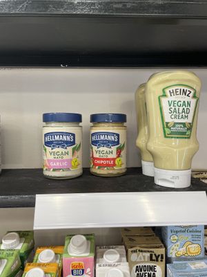 Vegan mayos  at The Plant-Based Market in Barcelona