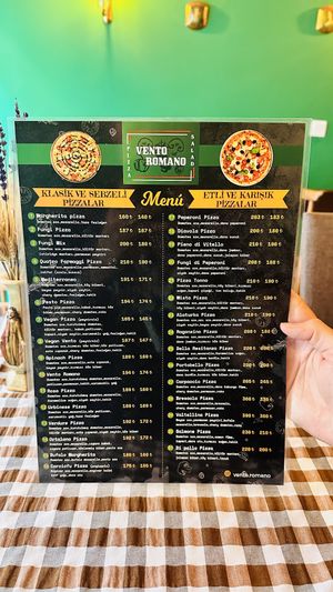 The menu   at Vento Romano in Istanbul