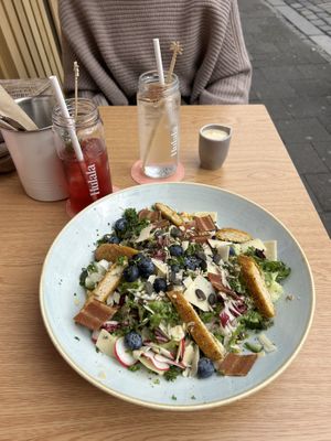 Cesar‘s salad and lemonade   at Hulala in Dusseldorf