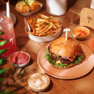 Lunch Time at Hulala with Pretty Burgers & Drinks. Don't Forget to Grab Some Superfries! at Hulala in Dusseldorf