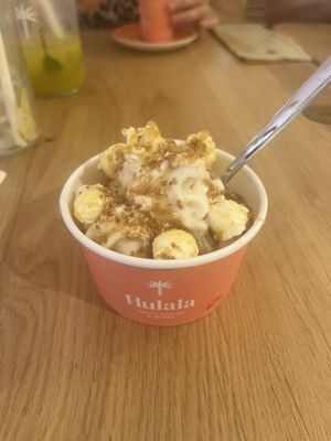 Caramel and popcorn soft serve.   at Hulala in Dusseldorf