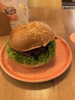 Plain, simple and super tasty vegan burger!  at Hulala in Dusseldorf