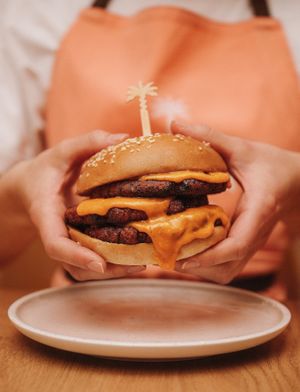 Burger with tripple Patty at Hulala in Dusseldorf