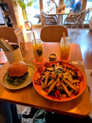 Cheeseburger an Caesar salad ❤️ at Hulala in Dusseldorf