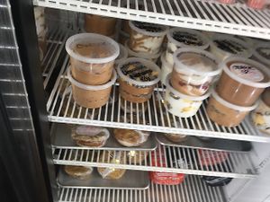 ice cream in freezer  at Kelly's Bake Shoppe in Oakville