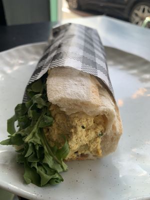 Scrambled tofu roll. Too much filling and a bit dry. Would have been better with mayo    at Mister Nice Guy's Bakeshop in Ascot Vale