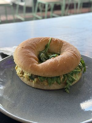 Chickpea tuna-style bagel   at Mister Nice Guy's Bakeshop in Ascot Vale