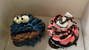 Cookie Monster and Turkish delight cupcakes  at Mister Nice Guy's Bakeshop in Ascot Vale