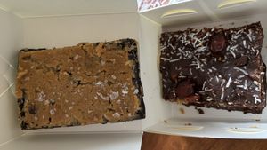 Peanut butter brownie and rocky road  at Mister Nice Guy's Bakeshop in Ascot Vale
