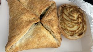 Spinach and feta and shepherds pie - both amazing   at Mister Nice Guy's Bakeshop in Ascot Vale