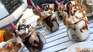 S’mores, honeycomb and salted caramel and pretzel milkshakes! at Mister Nice Guy's Bakeshop in Ascot Vale