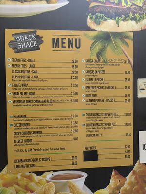 Menu - July 2024 at Snack Shack in Tobermory