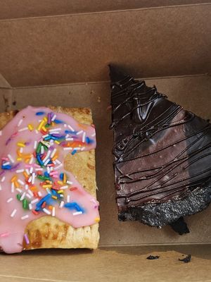 V Pink sprinkle pop tart and V oreo chocolate tart at Café Joyeux in Rockland