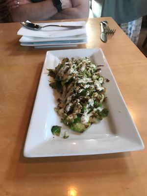 Shaved Brussels sprouts.  at Om Cafe in Ferndale