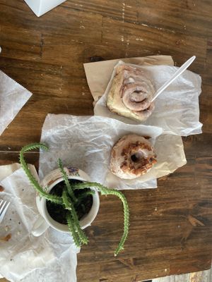  Cinnamon bun and maple bacon donut at Sweet Theory Baking Co. in Jacksonville