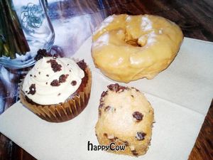 Sunbutter Brownie Explosion Cupcake, Maple Espresso Doughnut and Chocolate Chip Mini at Sweet Theory Baking Co. in Jacksonville