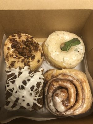 Left donut is maple bacon and right donut is mojito  at Sweet Theory Baking Co. in Jacksonville