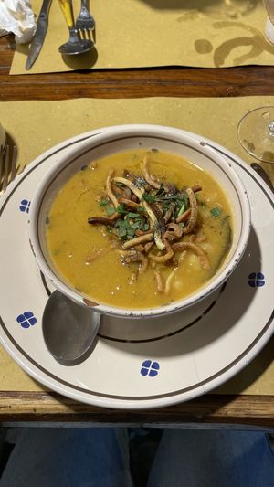 Chickpea soup with fried spaghetti   at La Casa Della Bruschetta in Vieste