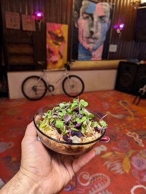 Rice and veg at Yours in Dunedin