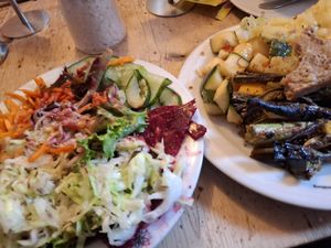 Salad buffet at Neue Regensburger Hütte in Neustift Im Stubaital