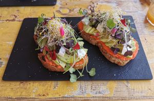 Tomato, avocado and feta. at MegaRawBar in Mallorca