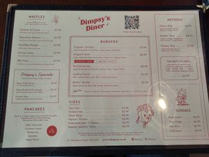Main menu at Dimpsy's Diner in Plymouth