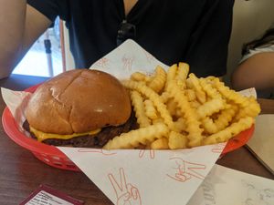 Classic burger at Dimpsy's Diner in Plymouth