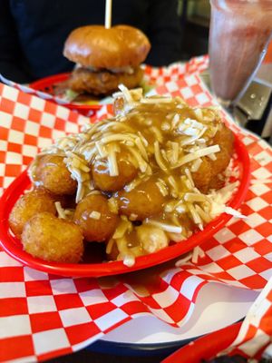 Gravy & cheese tater tots  at Dimpsy's Diner in Plymouth