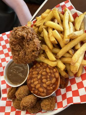 Cruelty free combo with BBQ beans    at Dimpsy's Diner in Plymouth