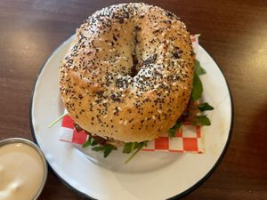 Special Chicken and Bacon Bagel  at Dimpsy's Diner in Plymouth