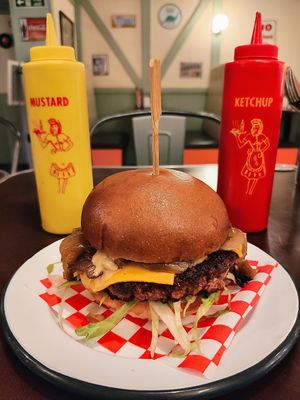 Classic burger at Dimpsy's Diner in Plymouth