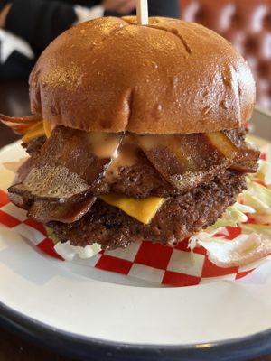 Double Bacon Cheese Burger #Veganuary at Dimpsy's Diner in Plymouth