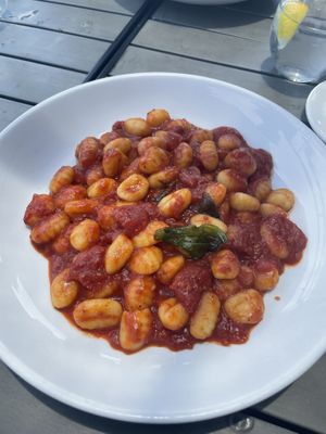 Gnocchi with corbarino sauce  at Amalfi Cucina Italiana in San Marcos