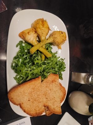 CARCIOFI ALLA ROMANA at Amalfi Cucina Italiana in San Marcos